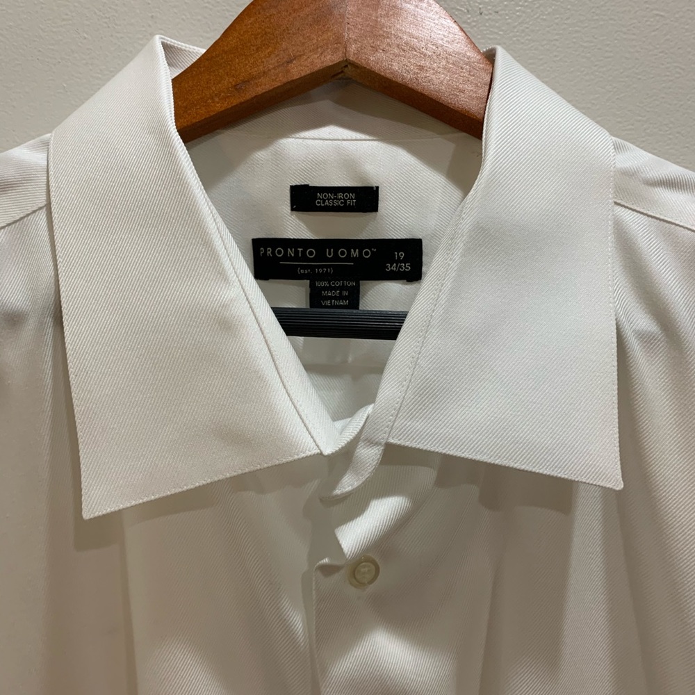 Pronto Uomo long sleeve white dress shirt size 19
